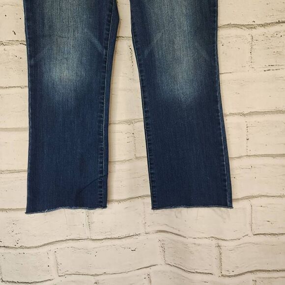 Social Standard by Sanctuary Raw Hem Mid Rise Kick Crop Jeans Blue Size 8 - Picture 4 of 15